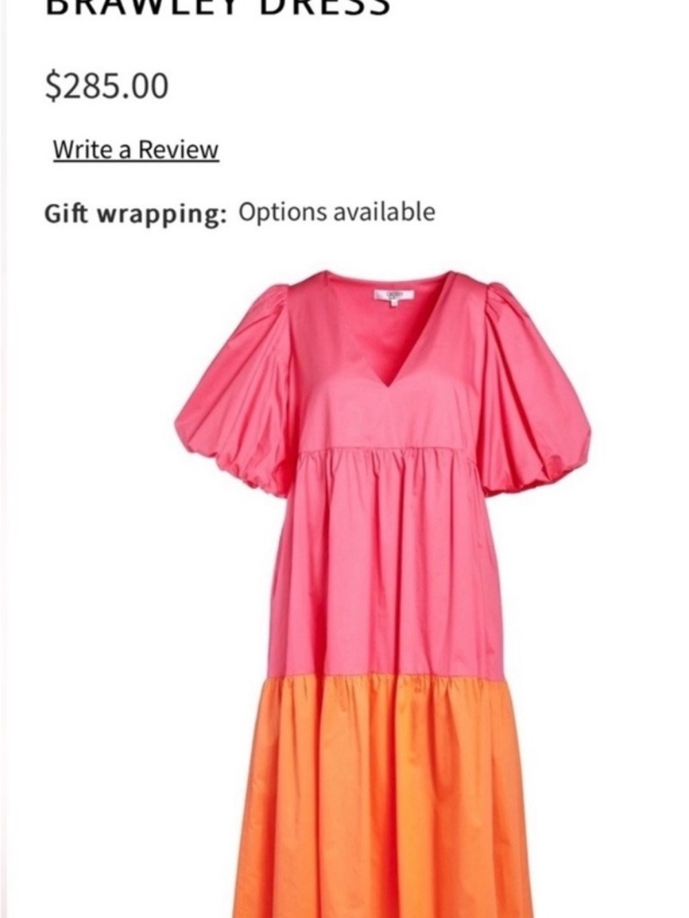 CROSBY by Mollie Burch Pink and Orange Puff-Sleeve Tiered Dress